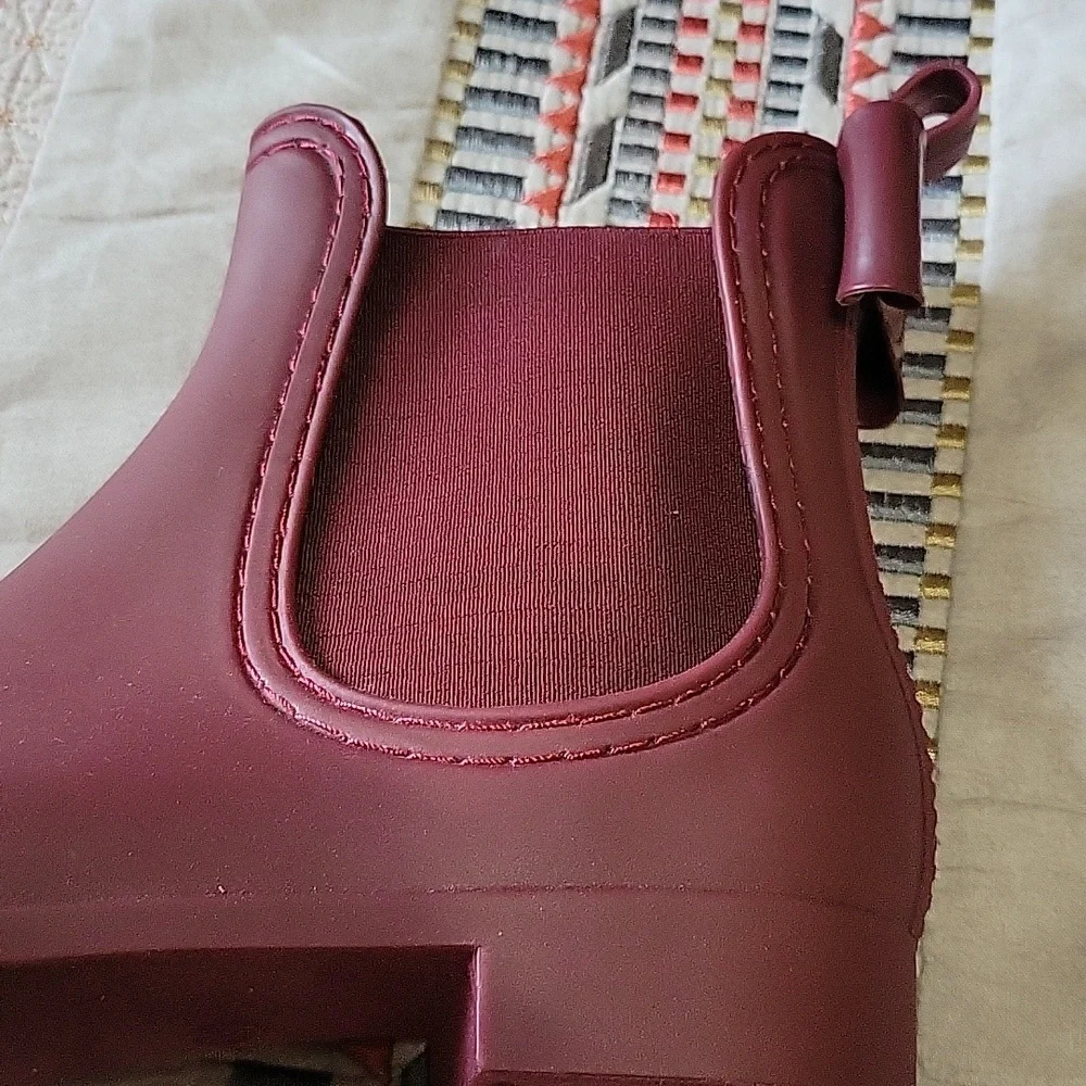 Catherine Malandrino Plum Chelsea Briellie Rainboots Bows Burgundy Feminine 39 8